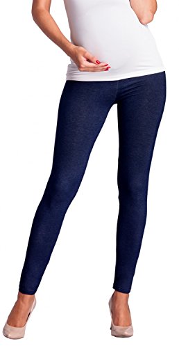 Zeta Ville - Premamá Leggings Efecto Mezclilla Banda para Barriga - Mujer - 948c (Jeans Azul Marino, EU 40/42, 2XL)