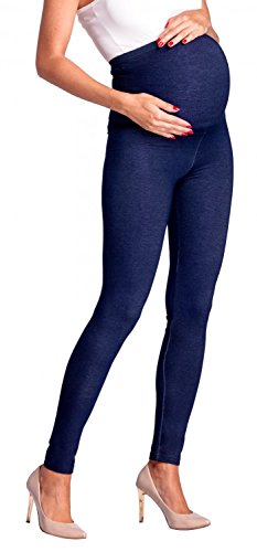 Zeta Ville - Premamá Leggings Efecto Mezclilla Banda para Barriga - Mujer - 948c (Jeans Azul Marino, EU 40/42, 2XL)