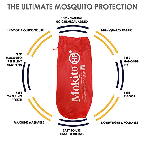 #1 El Mejor Mosquitero Hecho - El más Grande Mosquitero De Toldo Para Cama Doble – Repelente Del Insecto De La Malaria – Bonos Gratis: 2 Pulseras Repelentes De Insectos, Un Kit Completo Para Colgar y Bolsa Para Transportarlo.