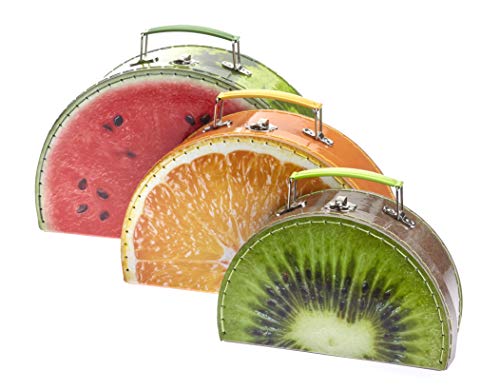 3 piezas Set Maletín infantil – Maletín de juego para peluches – Juguetes – malstifte uvm. | perfecto para el dormitorio y viajes con motivos de frutas fresco – Melón, color naranja y kiwi