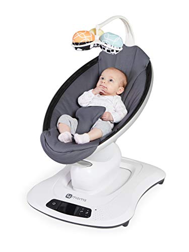 4moms mamaRoo, Hamaca High-Tech para Bebés Activada por Bluetooth – Tejido de Malla Fresco con 5 Movimientos Únicos, Gris Oscuro