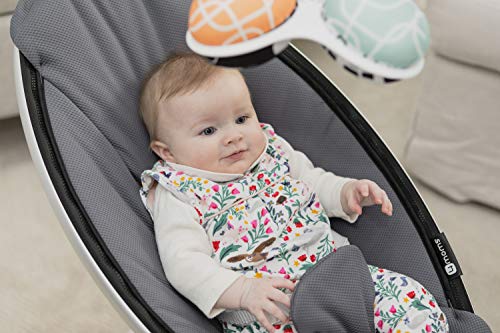 4moms mamaRoo, Hamaca High-Tech para Bebés Activada por Bluetooth – Tejido de Malla Fresco con 5 Movimientos Únicos, Gris Oscuro