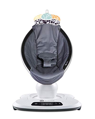 4moms mamaRoo, Hamaca High-Tech para Bebés Activada por Bluetooth – Tejido de Malla Fresco con 5 Movimientos Únicos, Gris Oscuro