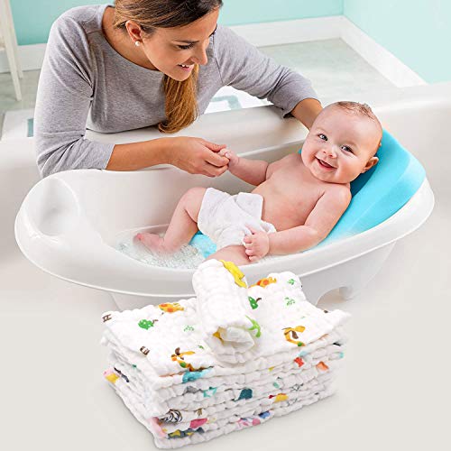 ABirdon 10 Piezas Muselinas Bebe 100% Algodon, 30x30 Toalla de Baño, Toalla Facial Infantil Animados para Niños