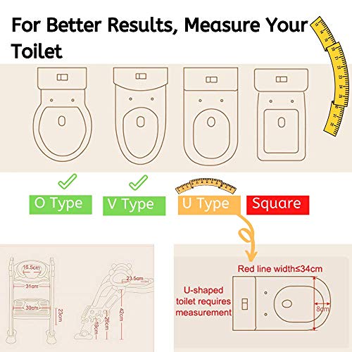 Adaptador WC para Niños con Escalera Antideslizante, Altura Ajustable-Reductor WC/Orinal Plegable para Niños.