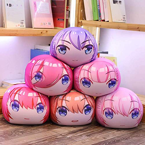 Ailin Onlinel Quintessential Quintuplets Manta Almohada, 12 Inch Redondo Anime Caracteres Peluche Muñeca para Hogar Sofá Decoración - Nakano Yotsuba