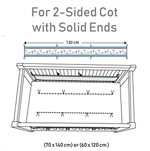Airoya® Protector de cuna de malla para 2 caras de extremo sólido, doble capa para extra acolchado, transpirable, seguro, sin riesgo de enredos, cumple con las normas de seguridad BS 1877 Dino
