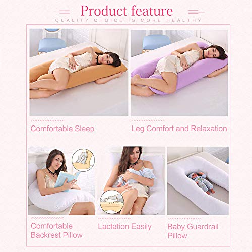 Almohada de maternidad, almohada de apoyo para embarazadas, cuerpo 100 % algodón, almohada en forma de U, almohadas de maternidad, embarazo, dormir lateral