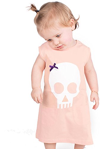 ALTERNATIVA bebé niñas vestido/ropa de bebé ducha regalo Idea de calaveras Punk pirata bebé niña regalos - bebé niña infantil y tamaños (Peach) Talla:6-12 meses.