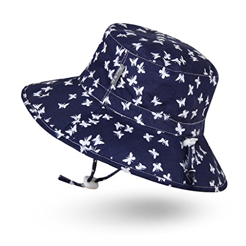 Ami & Li tots Niña Sombrero de Sol Bob Ajustable para Bebé Niña Niño Infantil Niños Pequeños Sombrero Protección Solar UPF 50 Unisexo-M:Sueño de Mariposa Azul