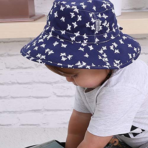 Ami & Li tots Niña Sombrero de Sol Bob Ajustable para Bebé Niña Niño Infantil Niños Pequeños Sombrero Protección Solar UPF 50 Unisexo-M:Sueño de Mariposa Azul