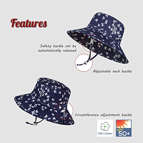 Ami & Li tots Niña Sombrero de Sol Bob Ajustable para Bebé Niña Niño Infantil Niños Pequeños Sombrero Protección Solar UPF 50 Unisexo-M:Sueño de Mariposa Azul