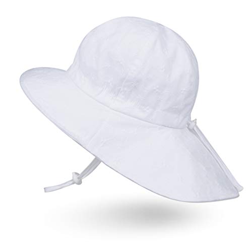 Ami&Li Bebé Sombrero Cuello Protección Niños Algodón UPF 50 Sombrero de Sol Niña Niño Infantil Pequeños-M:Bordado Blanco