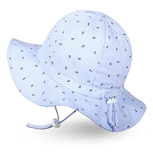 Ami&Li tots Niño Sombrero de Sol ala Ancha Ajustable Sombrero Protección Solar UPF 50 para Bebés, Niñas Niños Infantil Pequeñito Unisexo - M: Ancla del Barco