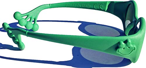 Animals Sunglasses Froggy, gafas de sol para niños de 6 meses a 1, 2, 3 años, lentes para PC UNBREAKABLE UV 400 categoría 4, montura plegable e indestructible, Made in Italy, verde