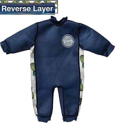 Aquajoy Warmsy – Traje de Baño de Neopreno para Niños con Protección Solar | Bañador Térmico Infantil Entero para Bebé, Niñas, Niños, Anti UV, SPF | Diseño con Manga Larga, y 2 Estampados Reversibles