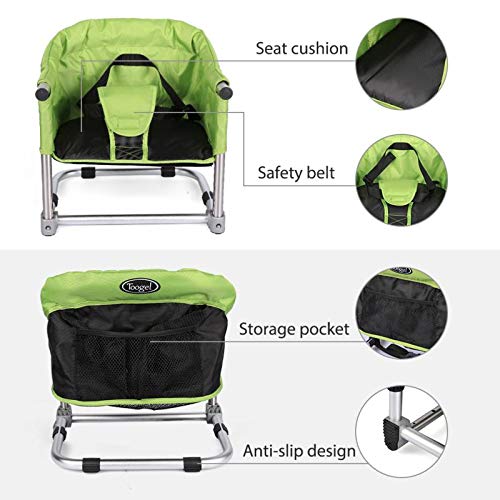 Asiento Elevador Portátil Asiento de Alimentación de Viaje, Trona Plegable para Bebé con Bolsa de Transporte para el Hogar y los Viajes, Correas de Silla Elevadora a la Mesa de Cocina