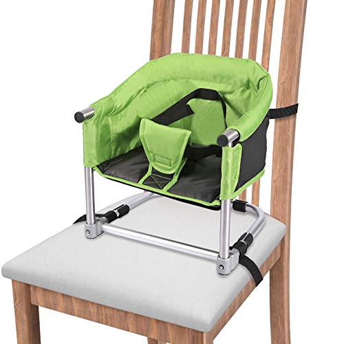 Asiento Elevador Portátil Asiento de Alimentación de Viaje, Trona Plegable para Bebé con Bolsa de Transporte para el Hogar y los Viajes, Correas de Silla Elevadora a la Mesa de Cocina