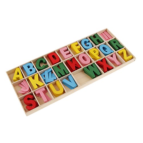 B Baosity 156 x de Letras Coloridas de Alfabeto de Madera Atractivos Accesorios Educativos para Estudiantes Duradero 29x12cm