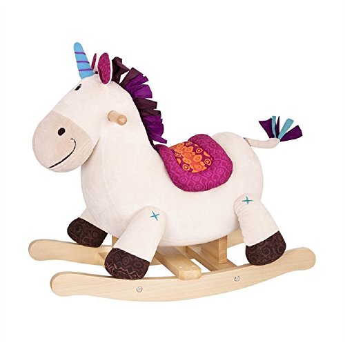 B. toys – Dilly Dally unicornio mecedor de madera – Mecedora Rocker – Suave juguete Montable para niños y bebés de 18 meses en adelante