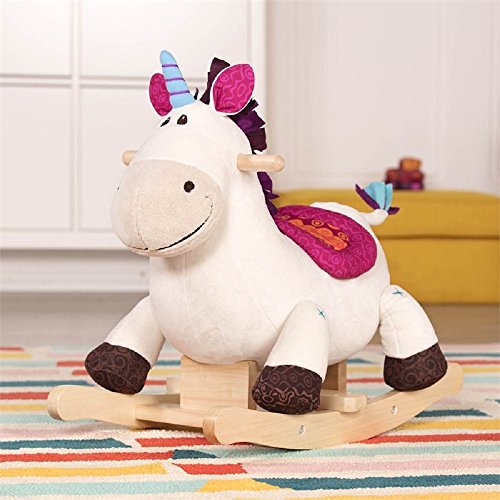 B. toys – Dilly Dally unicornio mecedor de madera – Mecedora Rocker – Suave juguete Montable para niños y bebés de 18 meses en adelante