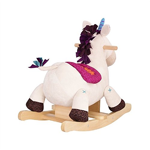 B. toys – Dilly Dally unicornio mecedor de madera – Mecedora Rocker – Suave juguete Montable para niños y bebés de 18 meses en adelante