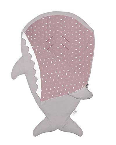 Baby Bites ORIGINAL - Saco de dormir GRIS PIEDRA, estampado NUBES ROSA - Modelo INVIERNO…