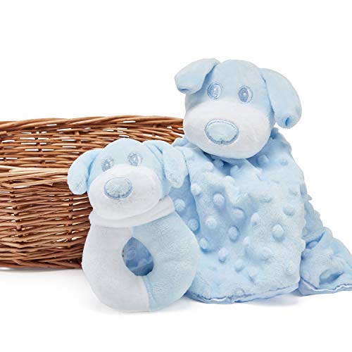 Baby Box Shop - Cesta regalo bebé niño con ropa de bebé - Artículos esenciales para niños recién nacidos - Manta de bebé - Doudou y sonajero de unicornio azul