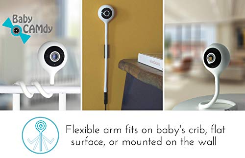 Baby CAMdy - Vigilabebe con camara vigilancia WiFi interior para bebes, HD 1080p. Fijación en cuna bebe. Aplicación inteligente iOS/Android