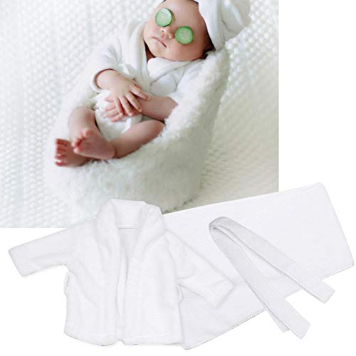 Baby Prop Albornoz, Bebé blanco accesorios de fotografía Albornoz + Toalla Recién nacido Infantil Blanco Con capucha Toallas de baño Disparo Foto Disfraz(3-6 Months)