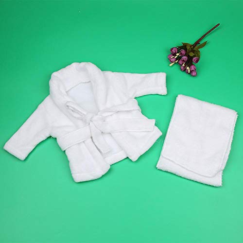 Baby Prop Albornoz, Bebé blanco accesorios de fotografía Albornoz + Toalla Recién nacido Infantil Blanco Con capucha Toallas de baño Disparo Foto Disfraz(3-6 Months)