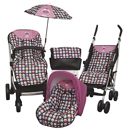 Babyline Estampado Búhos - Colchoneta para silla grupo 0, color rosa