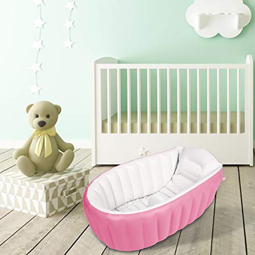 Bañera para Bebe Inflable Plegable de Viaje Ducha Para Niños Recién Nacidos (Rosa)