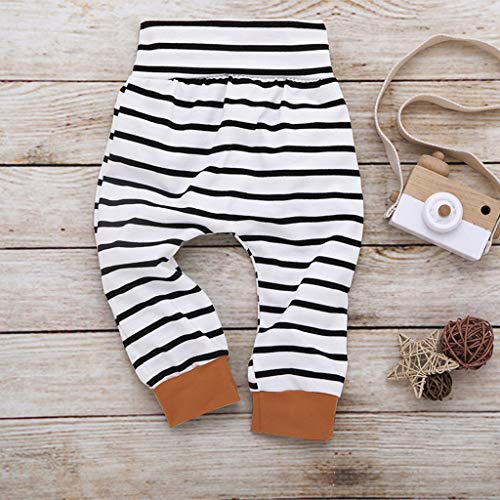 BBSMILN Ropa Bebe Niña Niño Otoño Invierno 0 a 3 6 12 18 24 Meses de Recién Nacido - Pluma Sudadera con Capucha de Manga Larga + Pantalones a Rayas - 2PC / Conjuntos