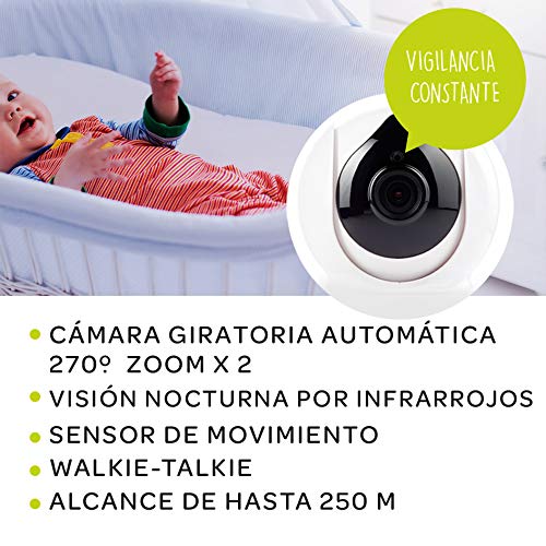 BÉABA Zen + - Vigilabebés Vídeo, Cámara HD, Walkie-Talkie, Monitor de Bebé de Gran Alcance para Bebés y Niños, Termómetro Integrado, Alarma y Temporizador - Blanco