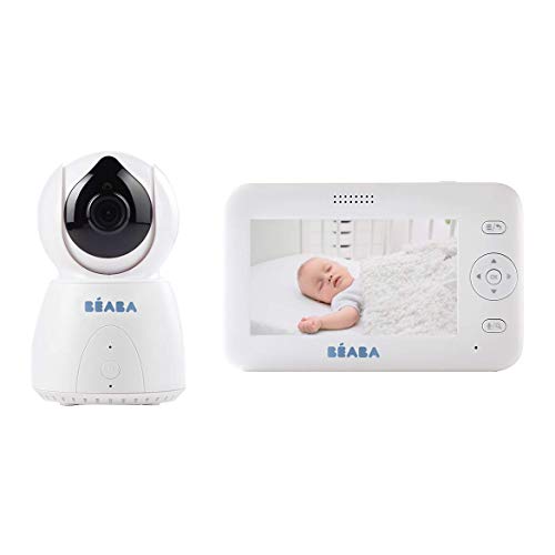 BÉABA Zen + - Vigilabebés Vídeo, Cámara HD, Walkie-Talkie, Monitor de Bebé de Gran Alcance para Bebés y Niños, Termómetro Integrado, Alarma y Temporizador - Blanco