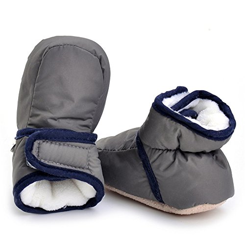 Bebé Niños Niñas Invierno Cálido Botas Zapatos de Cuna gris gris Talla:3-6 meses