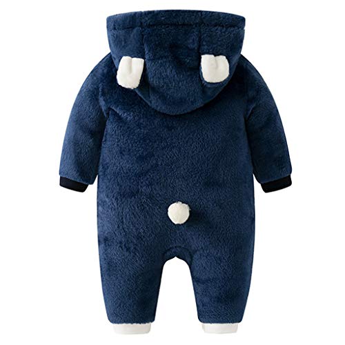 Bebé Niños Niñas Mono Vellón Mameluco con Capucha Manga Larga Peleles Invierno Pijama Infantil Traje de Dormir Recién Nacido Onesie, 3-6 Meses