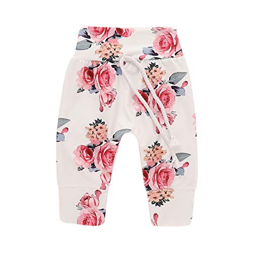 Bebé recién Nacido de Manga Larga con Capucha Floral Sudadera Tops + Pantalones Ropa Trajes (12-18 Meses, Blanco)