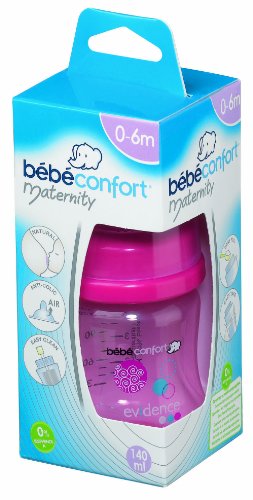 Bebeconfort Colección 2012 30000685 - Botella de lactancia (polipropileno, silicona, 140 ml), color rosa