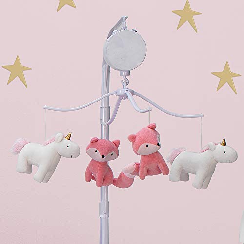 Bedtime Originals Rainbow Unicorn - Móvil musical para cuna de bebé, color rosa