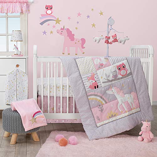 Bedtime Originals Rainbow Unicorn - Móvil musical para cuna de bebé, color rosa