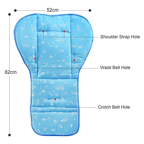 BelleStyle Colchonetas para silla de paseo, Universal Colchoneta Silla Colchoneta Suave Transpirable bebé algodón puro cochecito asiento maletero bebé recién Nacido cojín (Azul)