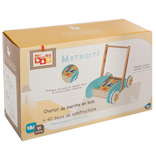 Betoys 131992 - Carrito de Marcha y Juego de construcción de Madera, Multicolor