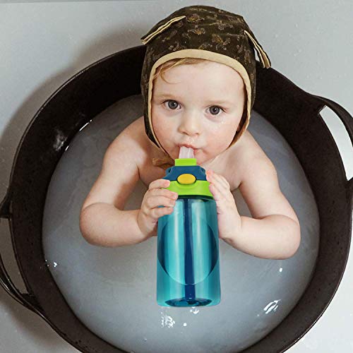 Bioasis Botella de Agua para niños de 480 ml, botella para niños a partir de 36 meses, sin BPA, Tazas para niños aisladas de derrames con Pajita para Viajes Escolares