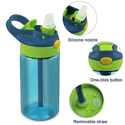 Bioasis Botella de Agua para niños de 480 ml, botella para niños a partir de 36 meses, sin BPA, Tazas para niños aisladas de derrames con Pajita para Viajes Escolares