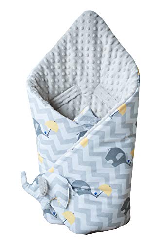 BlueberryShop Minky manta de forro polar para envolver al bebé en el coche| Saco de dormir para bebés recién nacidos | Para bebés de 0-3 meses | 78 x 78 cm | Gris