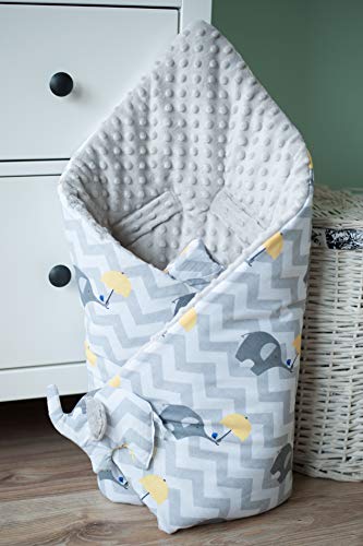 BlueberryShop Minky manta de forro polar para envolver al bebé en el coche| Saco de dormir para bebés recién nacidos | Para bebés de 0-3 meses | 78 x 78 cm | Gris