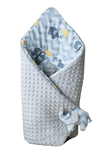 BlueberryShop Minky manta de forro polar para envolver al bebé en el coche| Saco de dormir para bebés recién nacidos | Para bebés de 0-3 meses | 78 x 78 cm | Gris