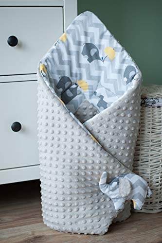 BlueberryShop Minky manta de forro polar para envolver al bebé en el coche| Saco de dormir para bebés recién nacidos | Para bebés de 0-3 meses | 78 x 78 cm | Gris